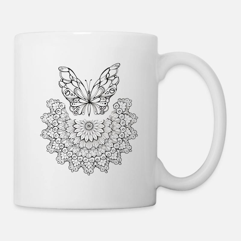 Butterfly mandala - Tasse - Weiß