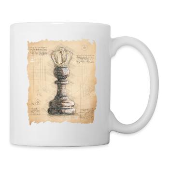 Schach König / Königin. Altmodischer vintage Stil. - Tasse - Weiß - Rechts