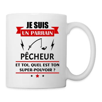 Je suis un parrain pêcheur super pouvoir, noël - Mug blanc - blanc - Droite