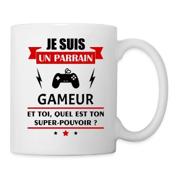Je suis un parrain gameur super pouvoir, noël - Mug blanc - blanc - Droite