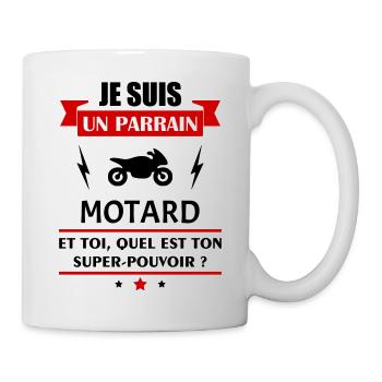 Je suis un parrain motard super pouvoir, noël - Mug blanc - blanc - Droite