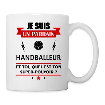 Je suis un parrain handballeur super pouvoir, noël - Mug blanc - blanc - Droite