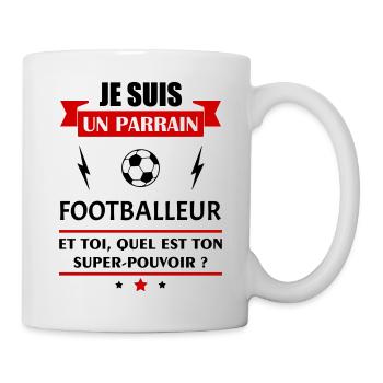 Je suis un parrain footballeur super pouvoir, noël - Mug blanc - blanc - Droite