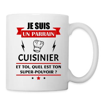 Je suis un parrain cuisinier super pouvoir, noël - Mug blanc - blanc - Droite
