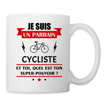 Je suis un parrain cycliste super pouvoir, noël - Mug blanc - blanc - Droite