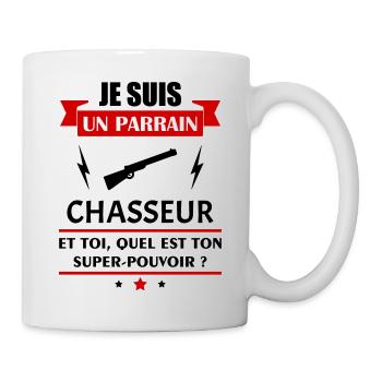 Je suis un parrain chasseur super pouvoir, noël - Mug blanc - blanc - Droite