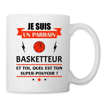 Je suis un parrain baketteur super pouvoir, noël - Mug blanc - blanc - Droite