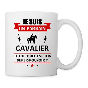 Je suis un parrain cavalier super pouvoir, noël - Mug blanc - blanc - Droite
