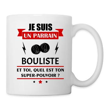Je suis un parrain bouliste super pouvoir, noël - Mug blanc - blanc - Droite