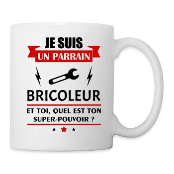 Je suis un parrain bricoleur super pouvoir, noël - Mug blanc - blanc - Droite