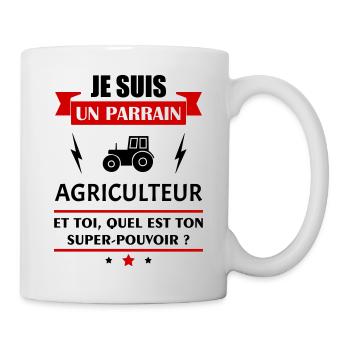 Je suis un parrain agriculteur super pouvoir, noël - Mug blanc - blanc - Droite