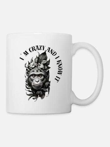 Monkey - I m Crazy and I Know i - Mug - white