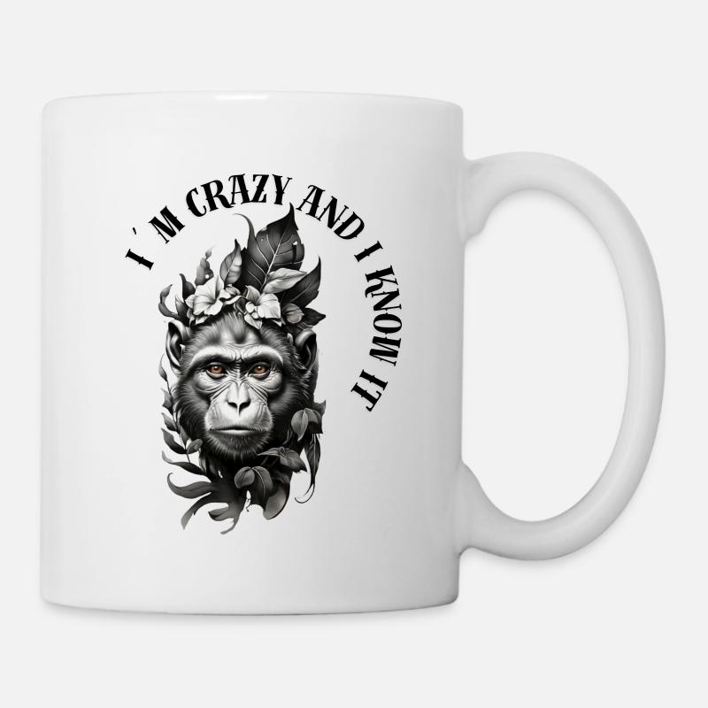 Monkey - I m Crazy and I Know i - Mug - white