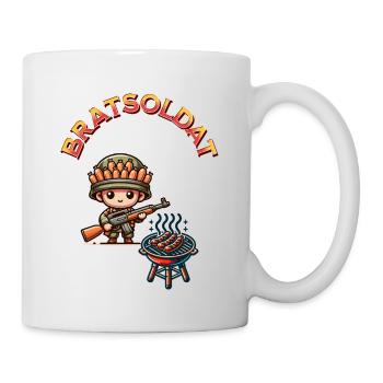 Bratsoldat Lustiges Grillen Bratwurst Soldat Humor - Tasse - Weiß - Rechts