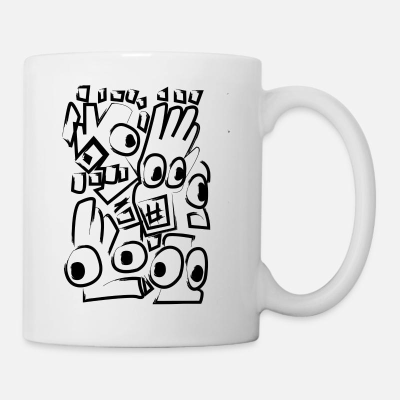 Fragmented Faces - Brut Art - Mug - white
