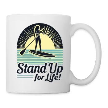 stand up paddling for life Stehpaddlerin - Tasse - Weiß - Rechts