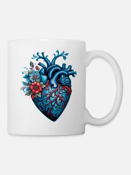 Blaues Herz - Tasse - Weiß