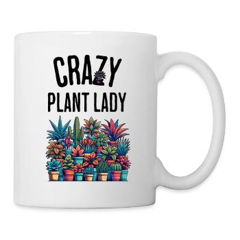 Verrückte Pflanzenfrau Lustig Spruch Zimmerpflanze - Tasse - Weiß - Rechts
