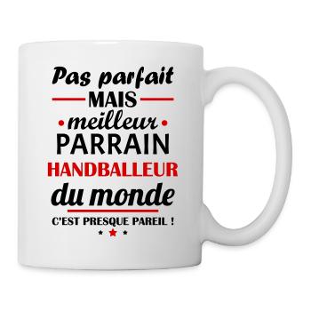 Pas parfait meilleur parrain handballeur, noël - Mug blanc - blanc - Droite