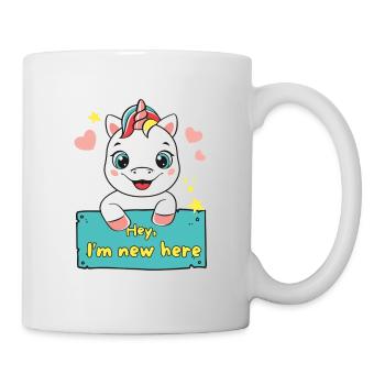 Einhorn Hey i'm new here - Tasse - Weiß - Rechts