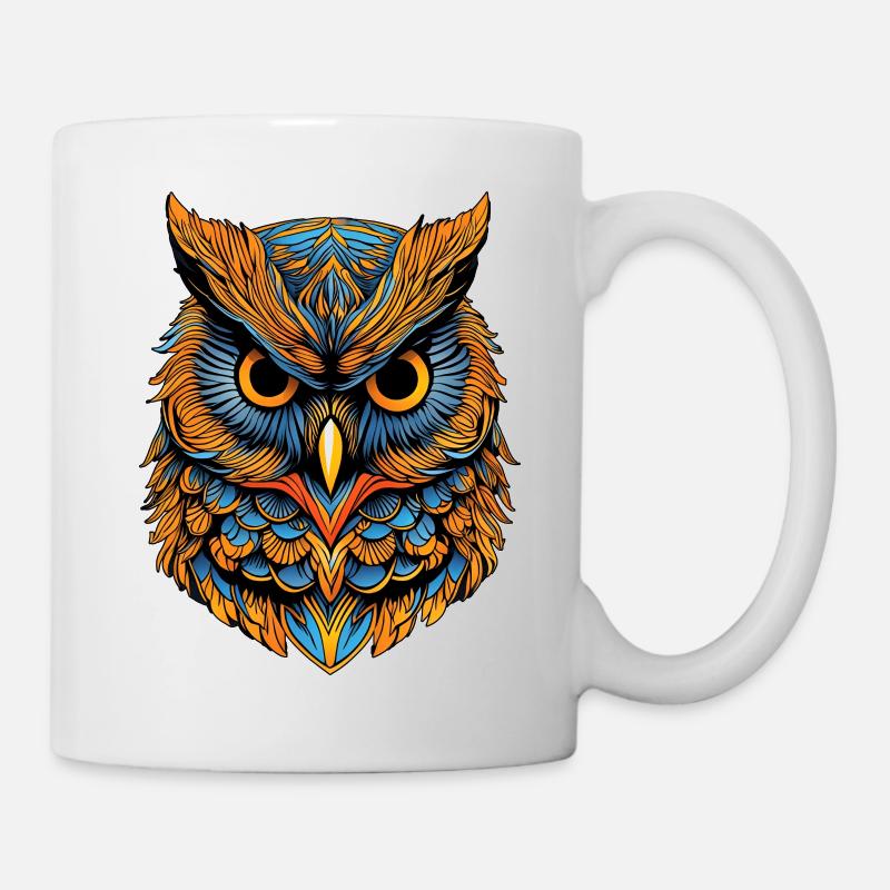 Portrait d'un hibou - Mug blanc - blanc