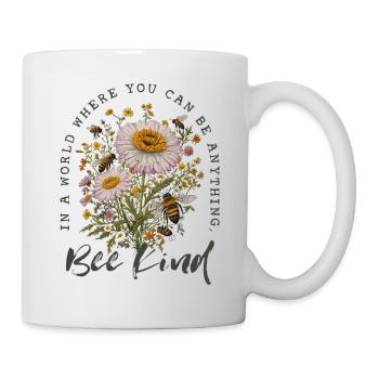 Bee Kind - Vintage Bee and Wild Flowers - Mug - white - Right