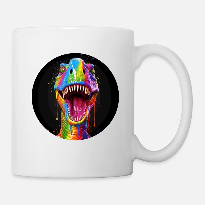 T Rex colorful4 - Tasse - Weiß