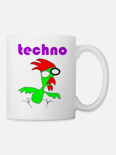 techno huhn - Tasse - Weiß