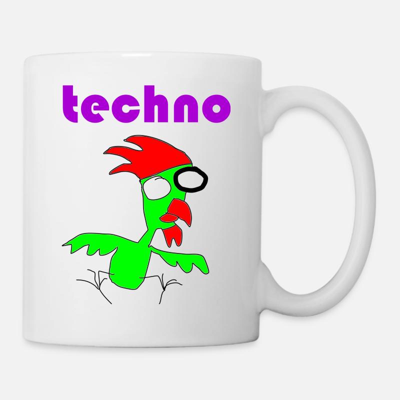 techno huhn - Tasse - Weiß