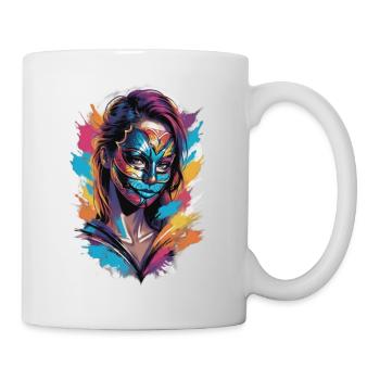 Voilée de couleurs en couleur : la personne qui porte le masque - Mug blanc - blanc - Droite