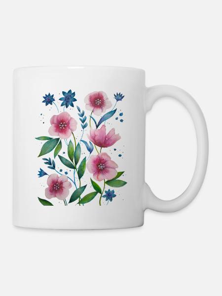 Blumen - Tasse - Weiß