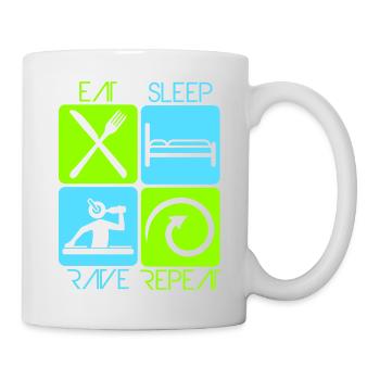 Manger dormir rave répéter nourriture sommeil corbeau disant - Mug blanc - blanc - Droite
