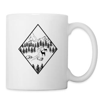 Berge mit Hirschen - Tasse - Weiß - Rechts