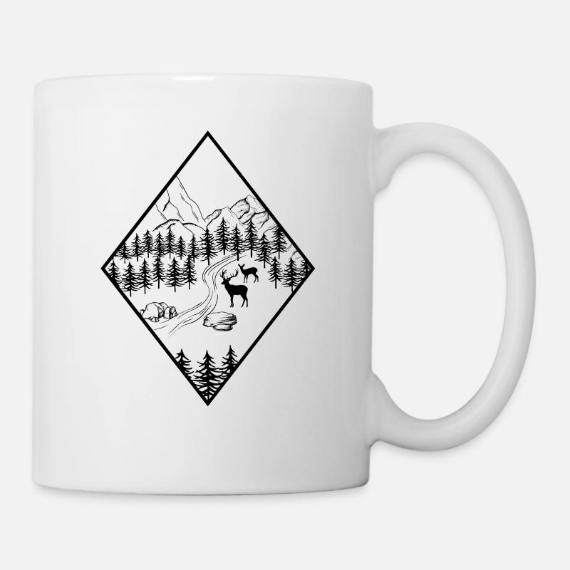 Berge mit Hirschen - Tasse - Weiß