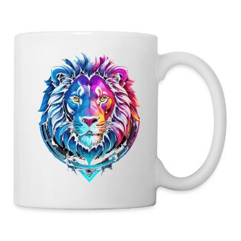 Rotes und blaues Löwensymbol - Tasse - Weiß - Rechts