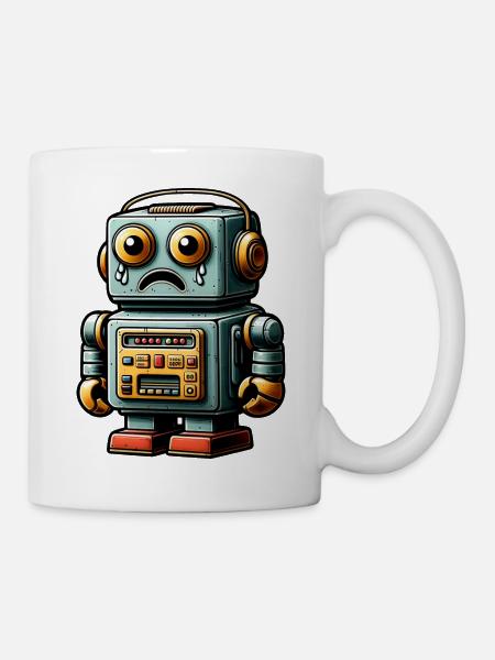 Robot Old School - Kop/krus - hvid