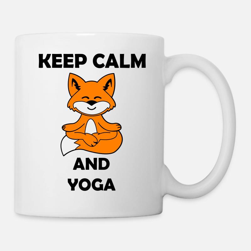 yoga fuchs keep calm - Tasse - Weiß