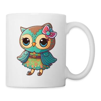 Niedliche Eule Kawaii Maskottchen - Tasse - Weiß - Rechts