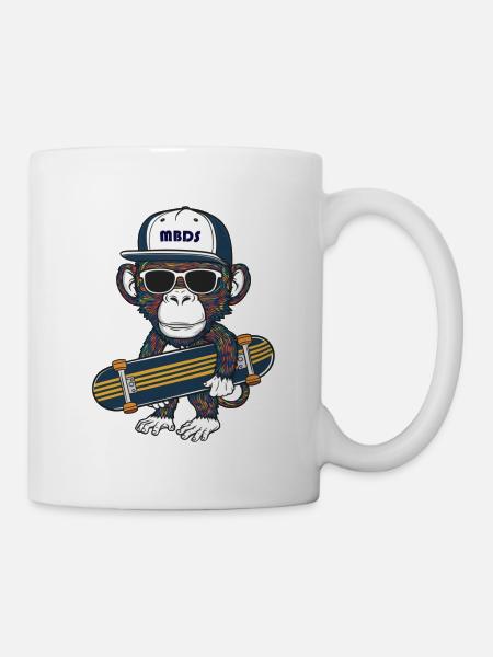 Affe Skater - Tasse - Weiß