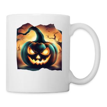 Citrouille d’Halloween effrayante - Mug blanc - blanc - Droite