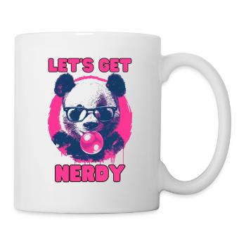 Panda mit Brille und pinkem Kaugummi - Tasse - Weiß - Rechts