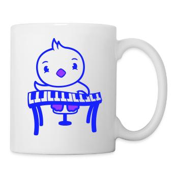 Ente Vogel Vögelchen Küken Süß Keyboard Spielen - Tasse - Weiß - Rechts