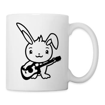 Rabbit Bunny Plays Cute Guitar Music Guitarist - Mug - white - Right