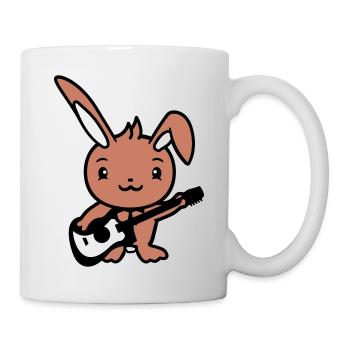 Rabbit Bunny Plays Cute Guitar Music Guitarist - Mug - white - Right