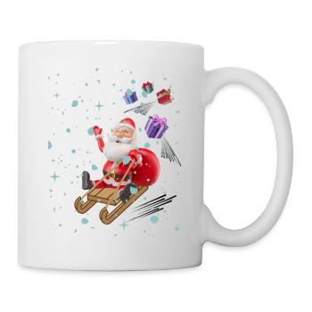 Weihnachtsmann und die Geschenke - Tasse - Weiß - Rechts
