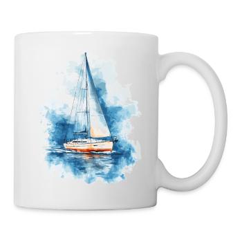 Segelboot Motiv im Aquarell-Look - Tasse - Weiß - Rechts