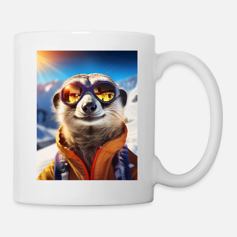 Erdmännchen im Skiurlaub - Tasse - Weiß