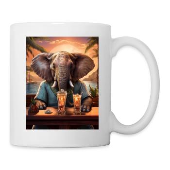 Éléphant au bar - Mug blanc - blanc - Droite