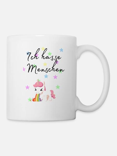 Ich hasse Menschen Unicorn - Tasse - Weiß