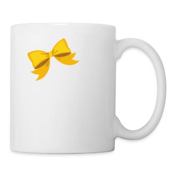 Buchstabe p gelbe Schleife - Tasse - Weiß - Rechts